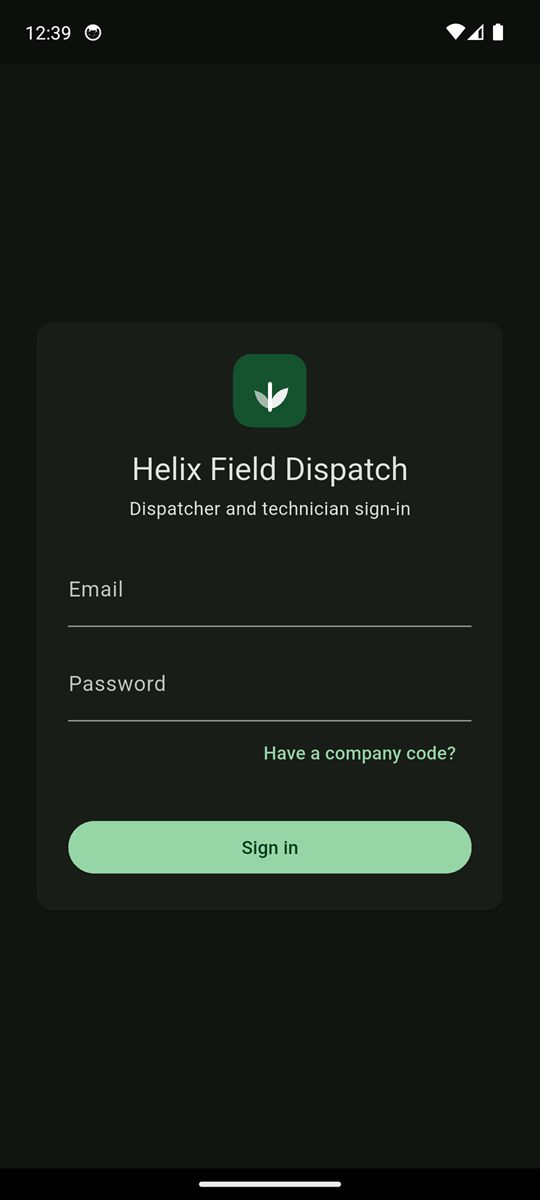 Helix Field mobile — sign in